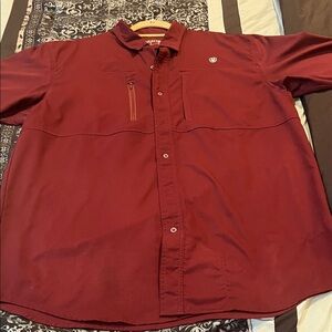 Ariat TEK Maroon Short-Sleeve Performance Button-Up Shirt